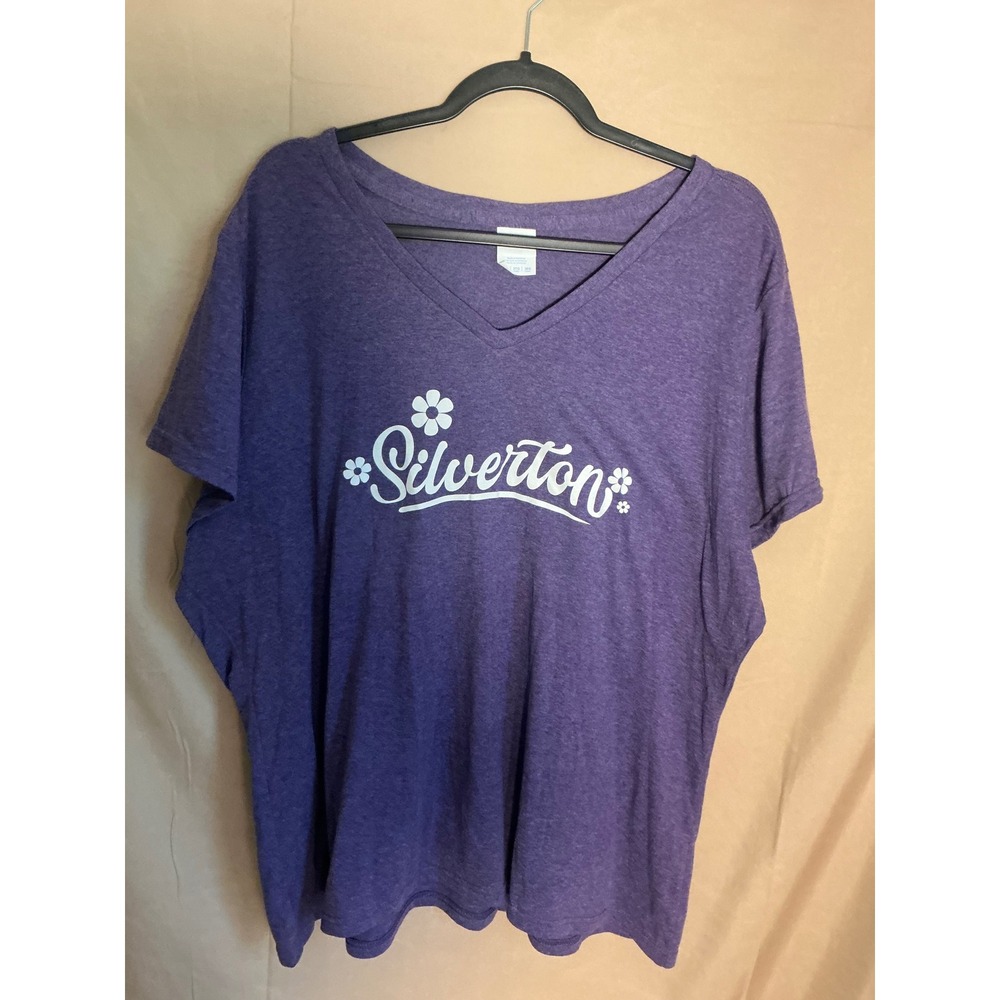 Port & Company Silverton Graphic T-Shirt Women 3XL Purple Excellent V-Neck Tee